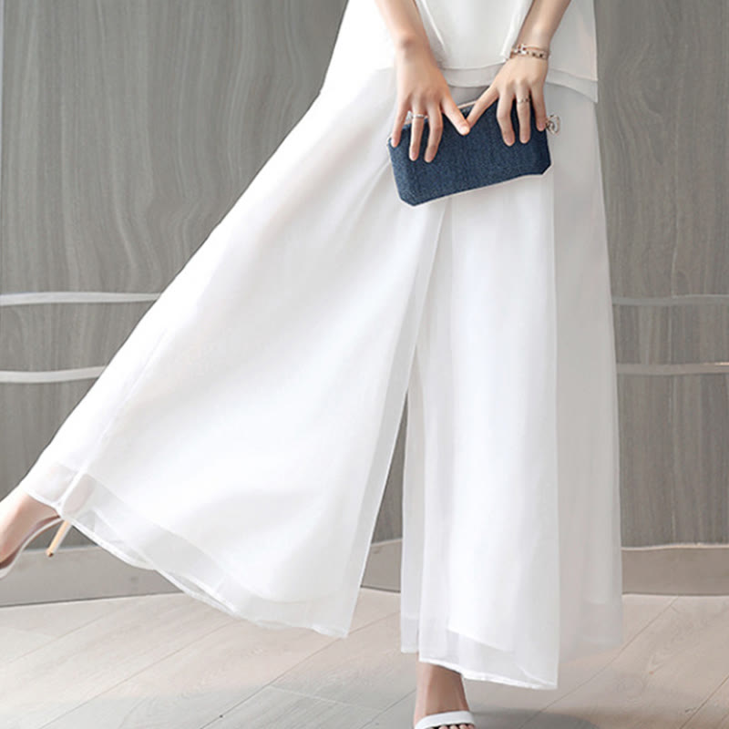 Buddha Stones -Print, weiße Tinte, Kurzarm-Meditationskleid für Damen, Midi-Länge, Zen-Kleidung - Weiße Hose (nur die Hose) - US 8-10, UK/AU 12-14, EU 40-42 (2XL) - image 13