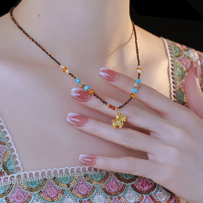 Buddha Stones -Tigeraugen-Schutz-Halskette mit Anhänger – Goldenes Jahr des Pferdes - image 10