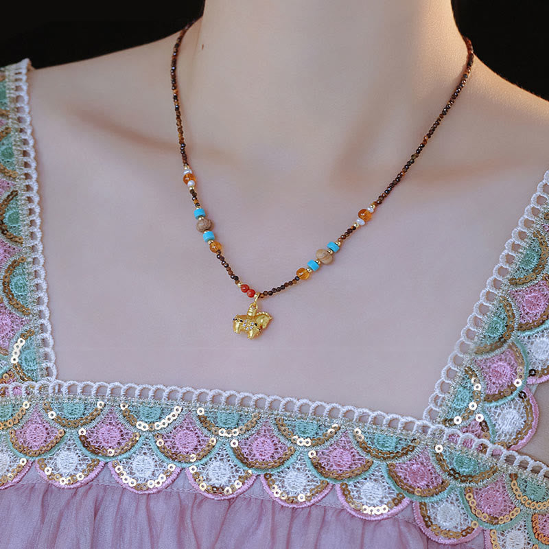 Buddha Stones -Tigeraugen-Schutz-Halskette mit Anhänger – Goldenes Jahr des Pferdes - image 9