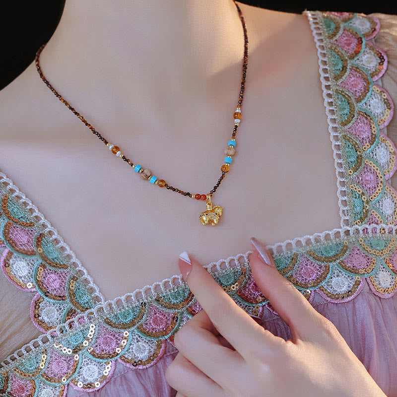 Buddha Stones -Tigeraugen-Schutz-Halskette mit Anhänger – Goldenes Jahr des Pferdes - image 4