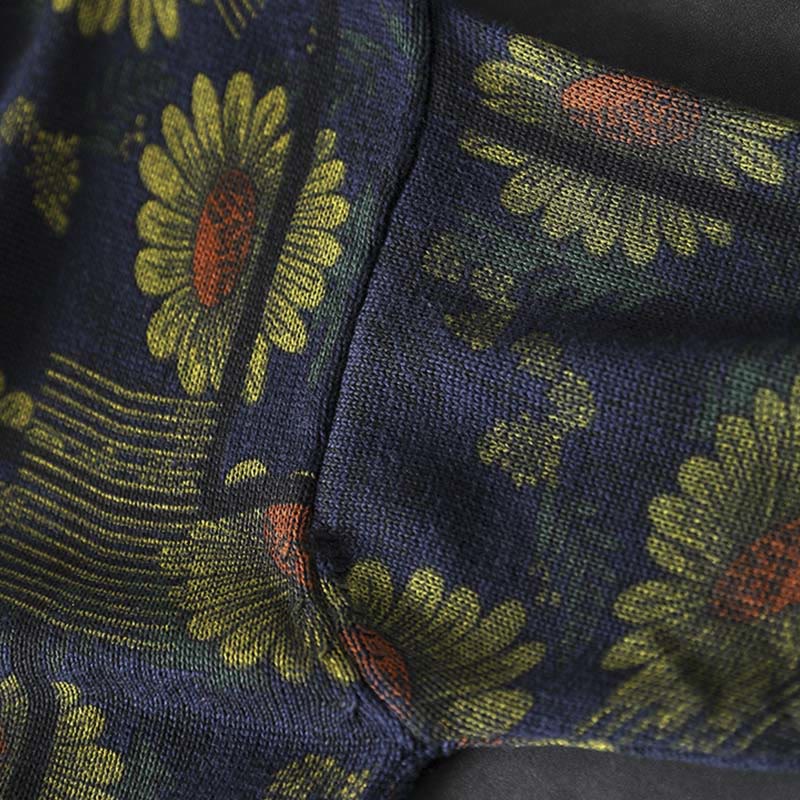 Buddha Stones -Sonnenblumenmuster-Baumwollpullover mit Stehkragen und langen Ärmeln für Damen - image 8