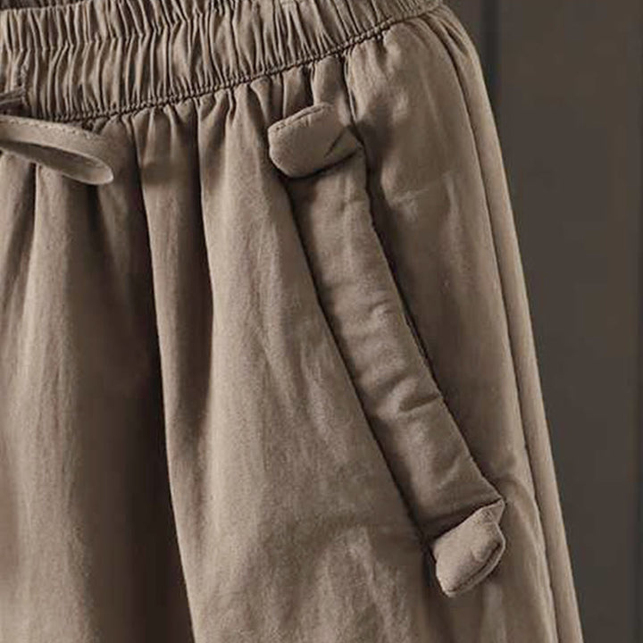 Buddha Stones Damen Winter-Haremshose mit Kordelzug, Fleece-Futter und Taschen - image 5