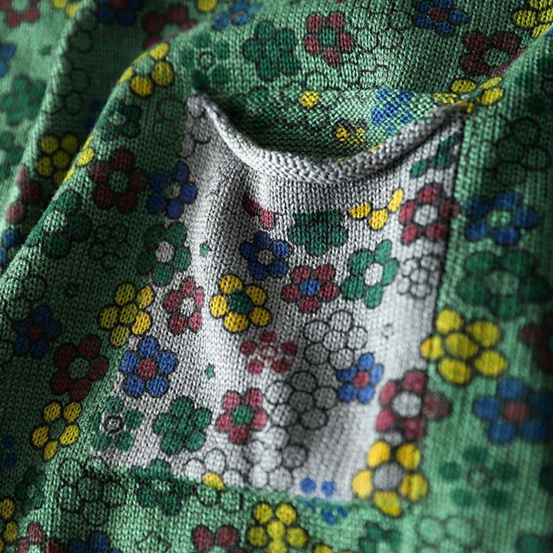 Strickpullover aus Baumwolle mit Buddha Stones, buntem Blumenmuster, langen Ärmeln und Taschen für Damen - image 9