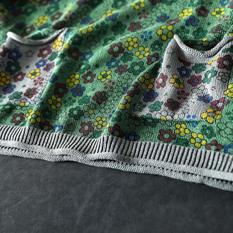 Strickpullover aus Baumwolle mit Buddha Stones, buntem Blumenmuster, langen Ärmeln und Taschen für Damen - image 12