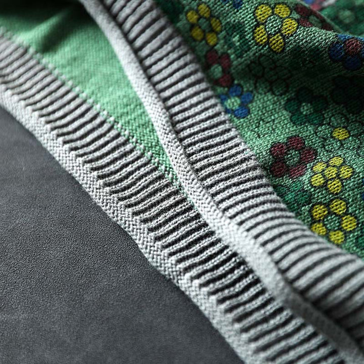 Strickpullover aus Baumwolle mit Buddha Stones, buntem Blumenmuster, langen Ärmeln und Taschen für Damen - image 13