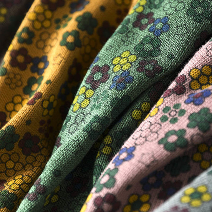 Strickpullover aus Baumwolle mit Buddha Stones, buntem Blumenmuster, langen Ärmeln und Taschen für Damen - image 20