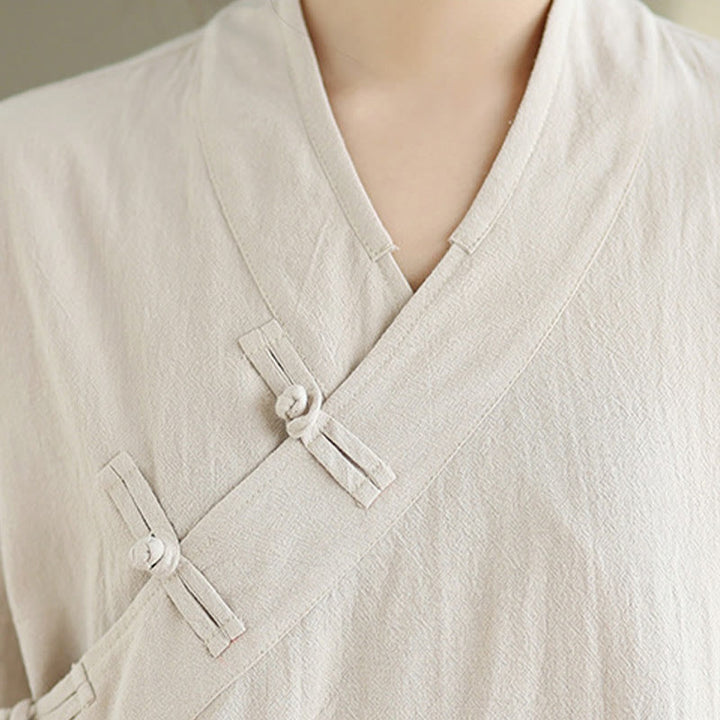 Buddha Stones ​​2-teiliges Zen-Meditations-Set für Damen: Langarmshirt mit V-Ausschnitt und Hose mit weitem Bein - image 6