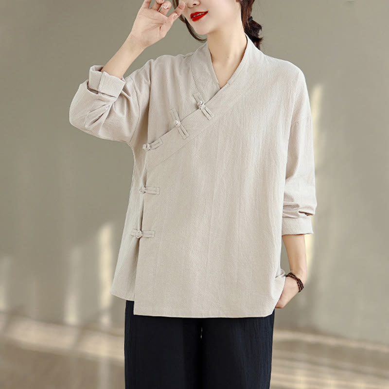 Buddha Stones ​​2-teiliges Zen-Meditations-Set für Damen: Langarmshirt mit V-Ausschnitt und Hose mit weitem Bein - image 5