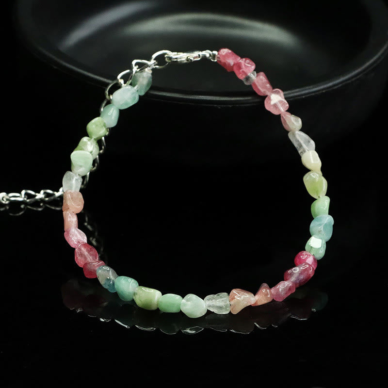 Buddha Stones 4mm ultradünne Turmalinperlen mit unregelmäßiger Form, positives Kettenarmband - image 4