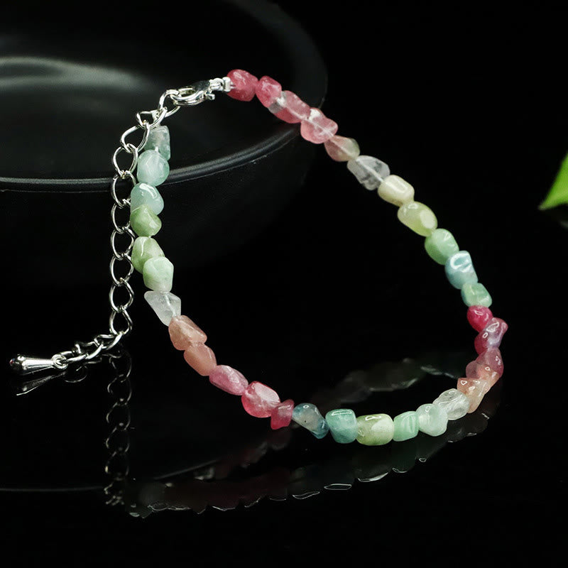 Buddha Stones 4mm ultradünne Turmalinperlen mit unregelmäßiger Form, positives Kettenarmband - image 1