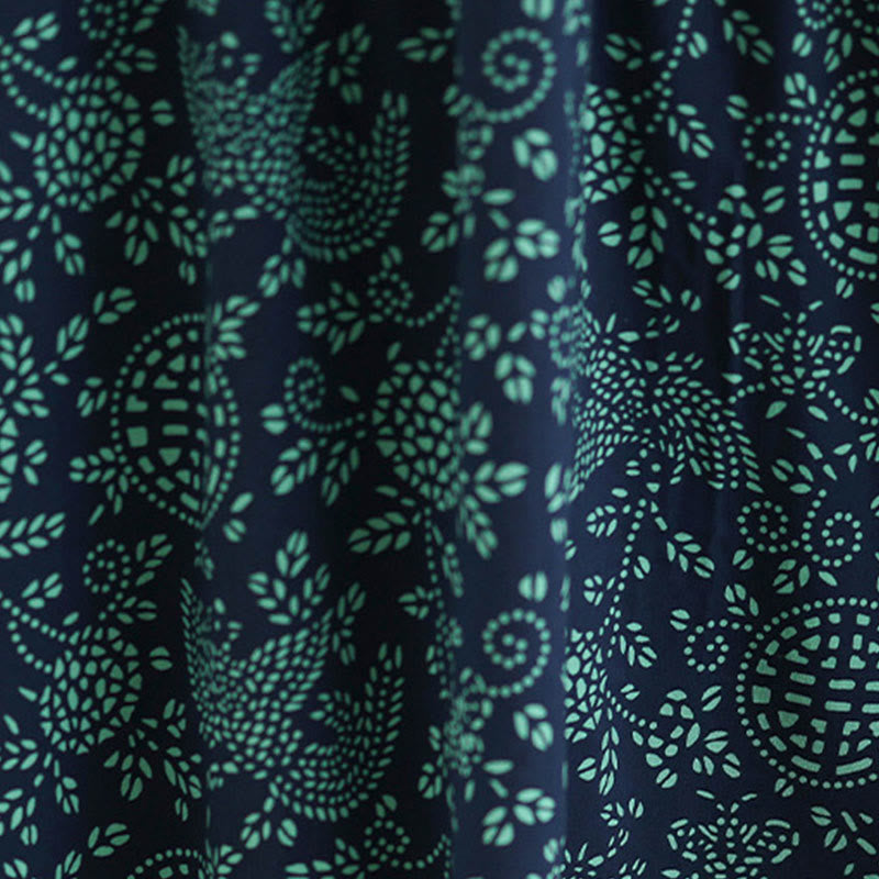 Buddha Stones bedrucktes, florales Maxikleid aus Baumwolle mit langen Ärmeln, Stehkragen und Taschen - image 7