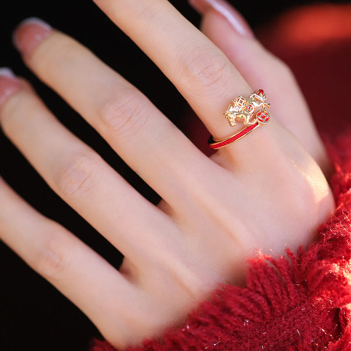 Buddha Stones, Kupferrote Schnur, Kupfermünzen, Jahr des Pferdes, Öffnungs-Balance-Ring - image 8
