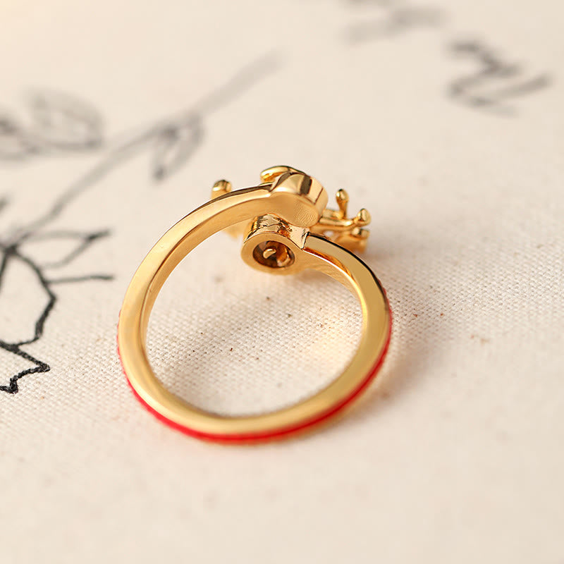 Buddha Stones, Kupferrote Schnur, Kupfermünzen, Jahr des Pferdes, Öffnungs-Balance-Ring - image 1