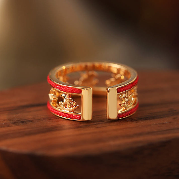 Buddha Stones ​​Goldenes Jahr des Pferdes Glückssegen Kupfer Öffnungsring - image 2