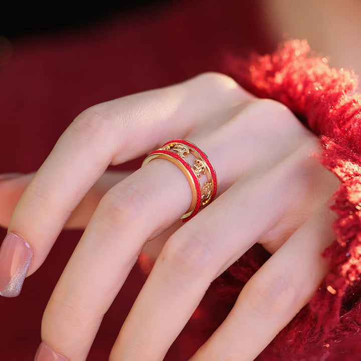 Buddha Stones ​​Goldenes Jahr des Pferdes Glückssegen Kupfer Öffnungsring - image 9