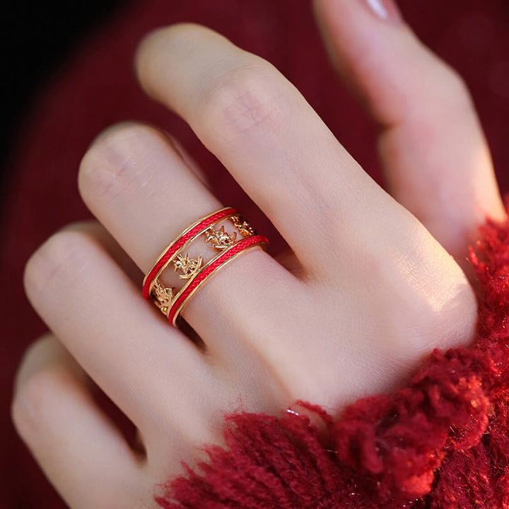 Buddha Stones ​​Goldenes Jahr des Pferdes Glückssegen Kupfer Öffnungsring - image 4