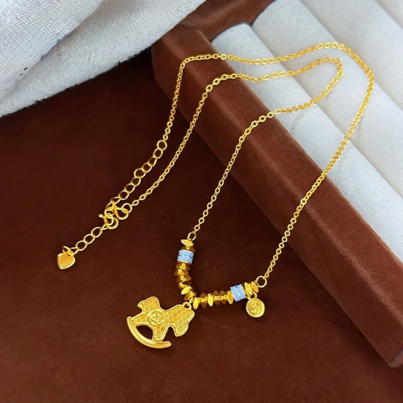 Buddha Stones ​​Goldenes Jahr des Pferdes Kupfer Waage Glückskette Anhänger - image 2