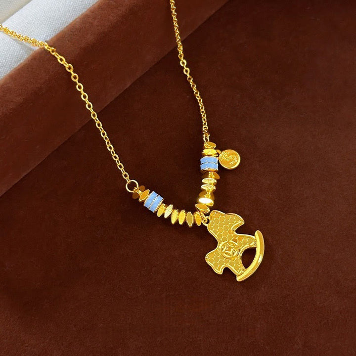 Buddha Stones ​​Goldenes Jahr des Pferdes Kupfer Waage Glückskette Anhänger - image 3