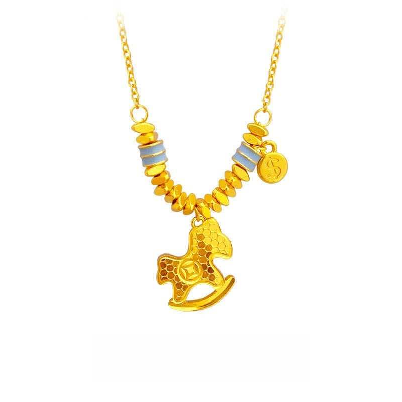 Buddha Stones ​​Goldenes Jahr des Pferdes Kupfer Waage Glückskette Anhänger - Kupfer - image 0