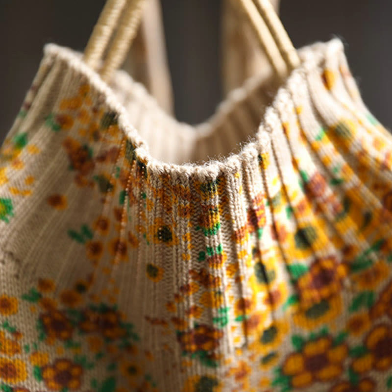 Buddha Stones Damen-Strickpullover aus Baumwolle mit Blumenmuster, geripptem Saum, langen Ärmeln und Stehkragen - image 5