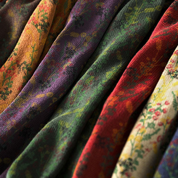 Strickpullover aus Baumwolle mit Buddha Stones und Pflanzenmuster, langen Ärmeln und Stehkragen, Damenpullover aus Baumwolle - image 24