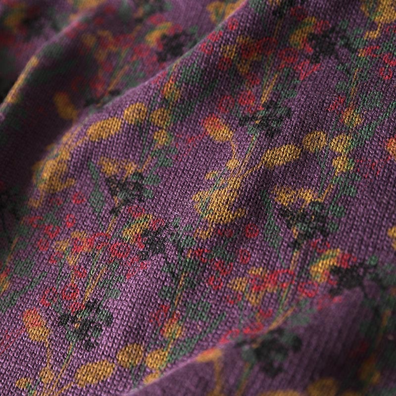 Strickpullover aus Baumwolle mit Buddha Stones und Pflanzenmuster, langen Ärmeln und Stehkragen, Damenpullover aus Baumwolle - image 12