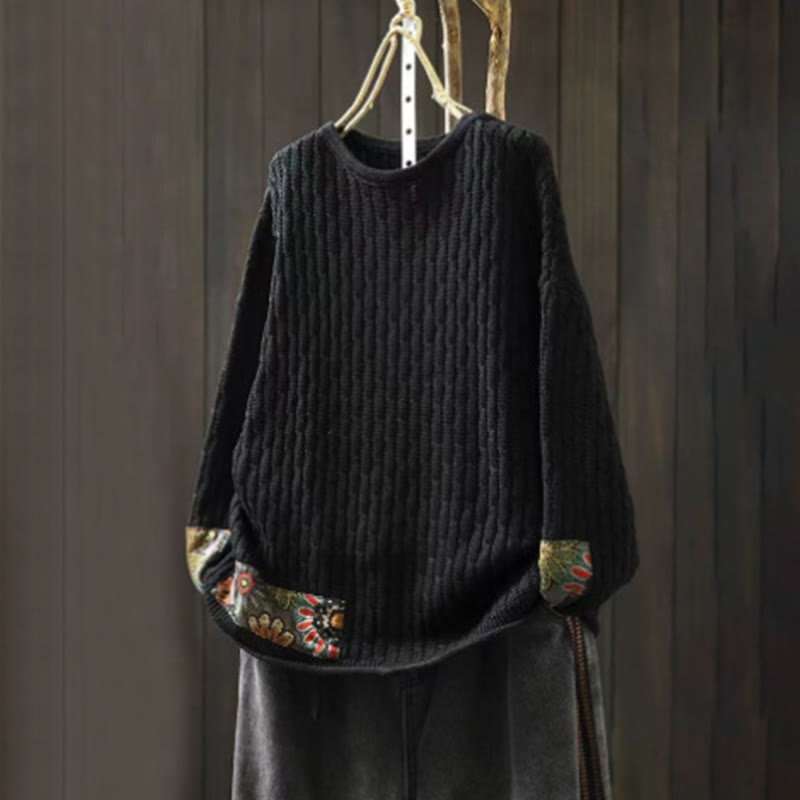 Damenpullover mit Buddha Stones -Winter-Patchwork-Design, langen Ärmeln und Rundhalsausschnitt - Schwarz - US4-12, UK/AU8-16, EU36-44 (F) - image 10