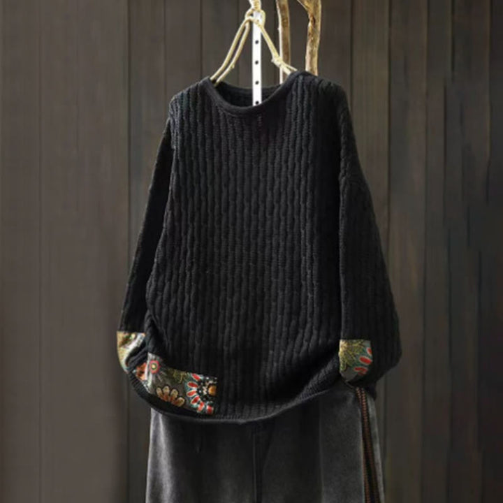 Damenpullover mit Buddha Stones -Winter-Patchwork-Design, langen Ärmeln und Rundhalsausschnitt - Schwarz - US4-12, UK/AU8-16, EU36-44 (F) - image 10