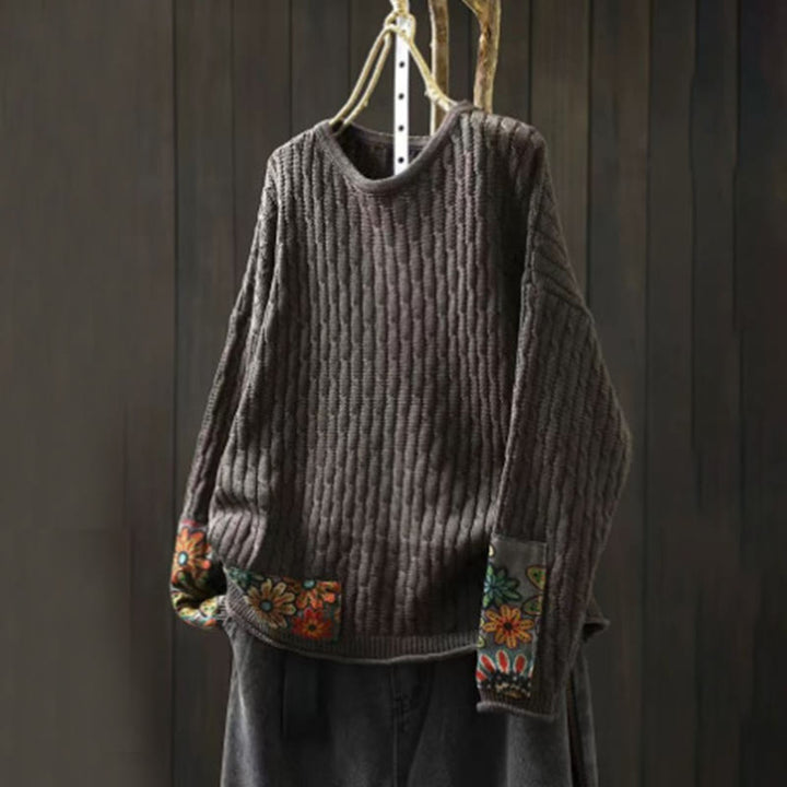 Damenpullover mit Buddha Stones -Winter-Patchwork-Design, langen Ärmeln und Rundhalsausschnitt - DimGray - US4-12, UK/AU8-16, EU36-44 (F) - image 11