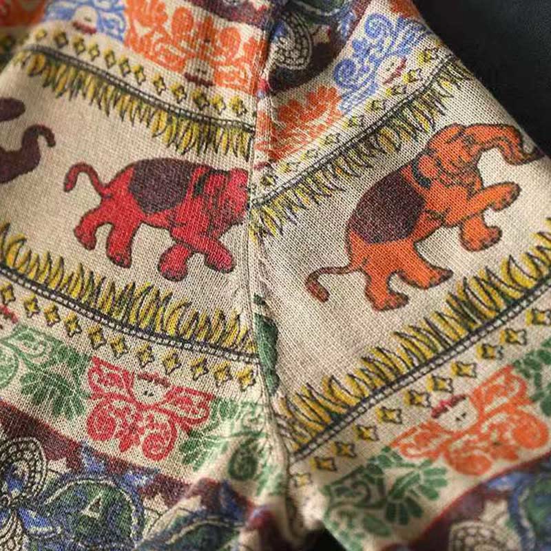 Buddha Stones, Elefantenmuster, Strickpullover aus Baumwolle für Damen, Langarm mit Taschen - image 10