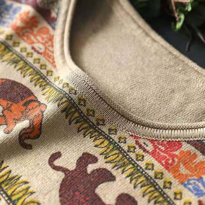 Buddha Stones, Elefantenmuster, Strickpullover aus Baumwolle für Damen, Langarm mit Taschen - image 8