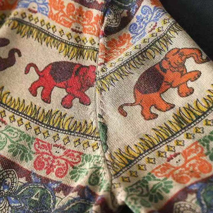 Buddha Stones, Elefantenmuster, Strickpullover aus Baumwolle für Damen, Langarm mit Taschen - image 10