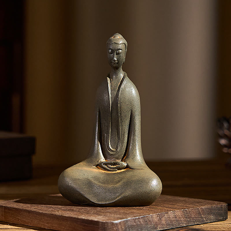 Buddha Stones Handgemachte Sakyamuni Buddha Eisenpulver Rostgegossene Harzstatue Wohnkultur - image 2