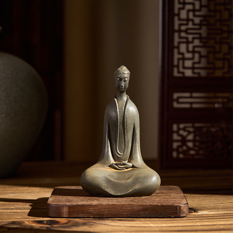 Buddha Stones Handgemachte Sakyamuni Buddha Eisenpulver Rostgegossene Harzstatue Wohnkultur - image 4