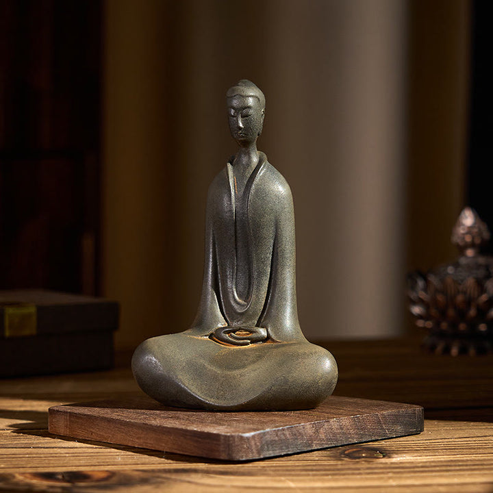 Buddha Stones Handgemachte Sakyamuni Buddha Eisenpulver Rostgegossene Harzstatue Wohnkultur - image 10