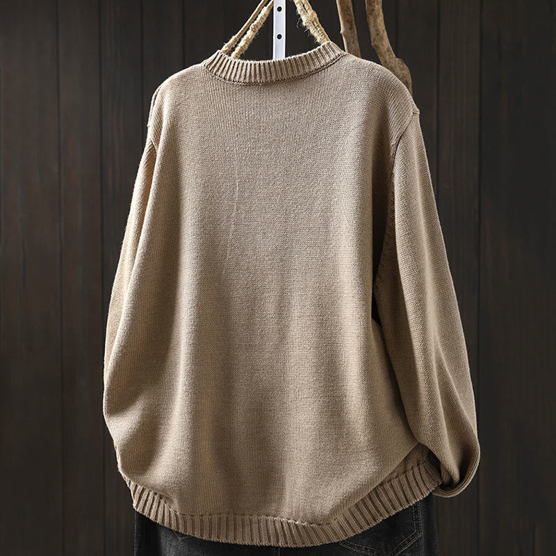 Strickcardigan mit Buddha Stones, schlichtem Strickmuster, bunten Knöpfen, Baumwoll-Langarmpullover für Damen - image 9