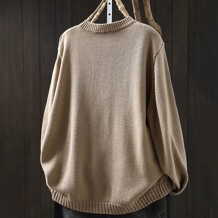 Strickcardigan mit Buddha Stones, schlichtem Strickmuster, bunten Knöpfen, Baumwoll-Langarmpullover für Damen - image 9