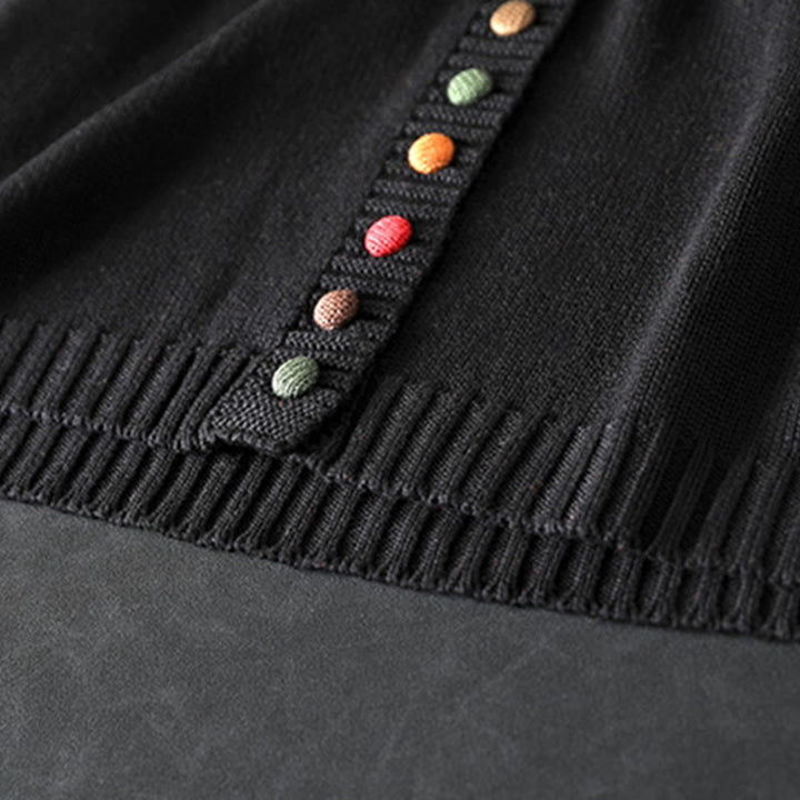 Strickcardigan mit Buddha Stones, schlichtem Strickmuster, bunten Knöpfen, Baumwoll-Langarmpullover für Damen - image 7