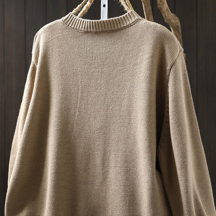 Strickcardigan mit Buddha Stones, schlichtem Strickmuster, bunten Knöpfen, Baumwoll-Langarmpullover für Damen - image 11