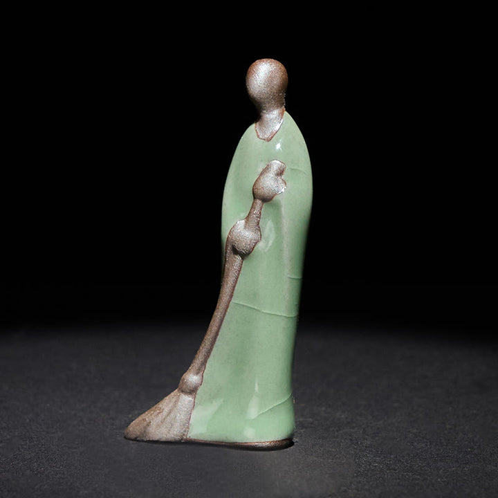 Buddha Stones, kleiner formloser Buddha, geschwungener Mönch, Keramikstatue, Heimdekoration, 3,5 x 1,5 x 7 cm - image 3