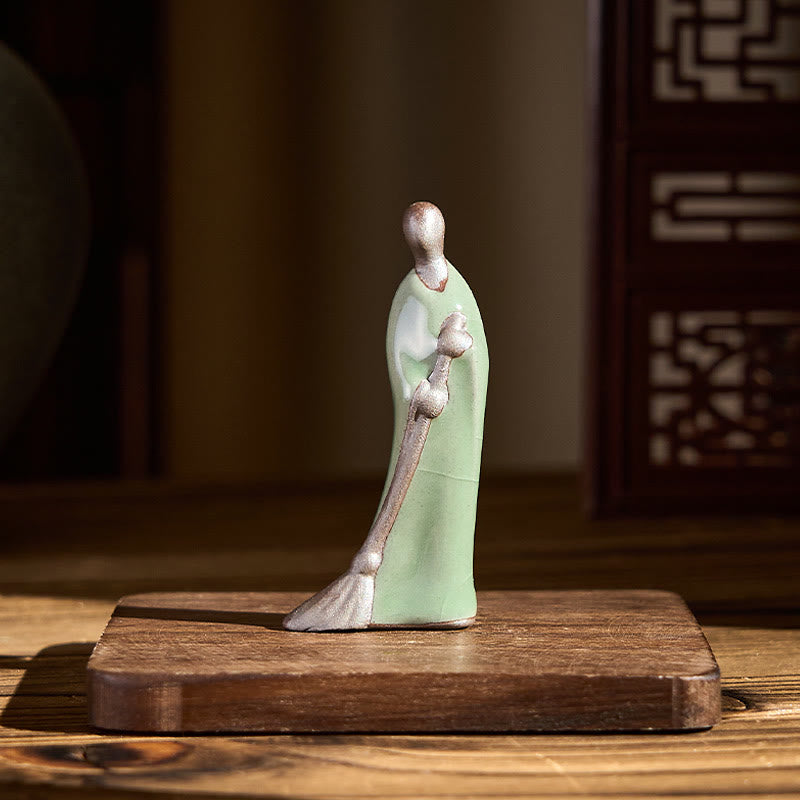 Buddha Stones, kleiner formloser Buddha, geschwungener Mönch, Keramikstatue, Heimdekoration, 3,5 x 1,5 x 7 cm - image 1