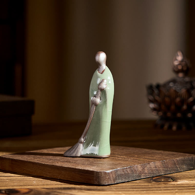 Buddha Stones, kleiner formloser Buddha, geschwungener Mönch, Keramikstatue, Heimdekoration, 3,5 x 1,5 x 7 cm - image 2