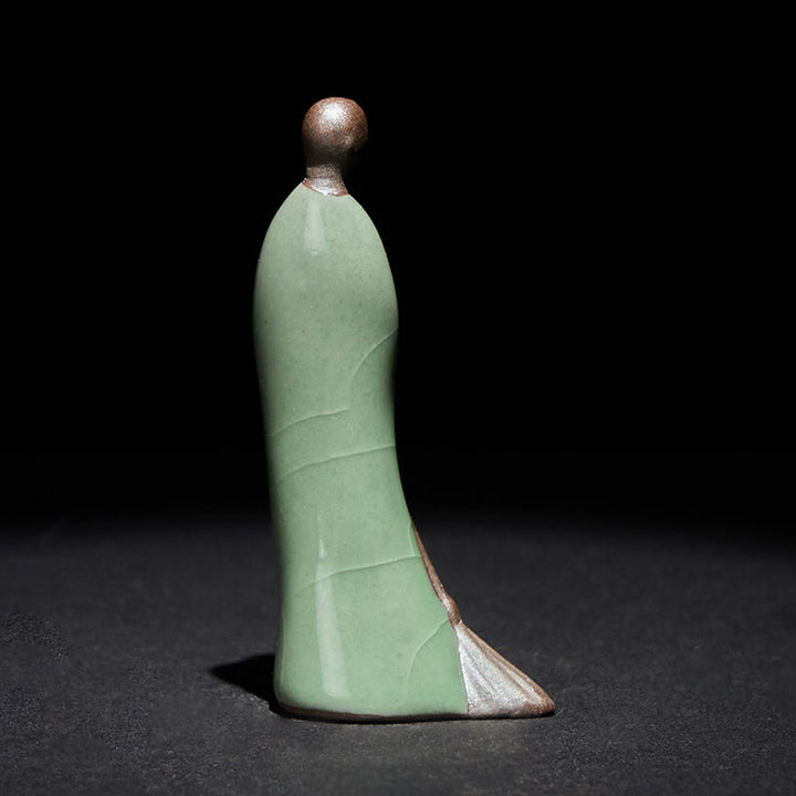 Buddha Stones, kleiner formloser Buddha, geschwungener Mönch, Keramikstatue, Heimdekoration, 3,5 x 1,5 x 7 cm - image 4