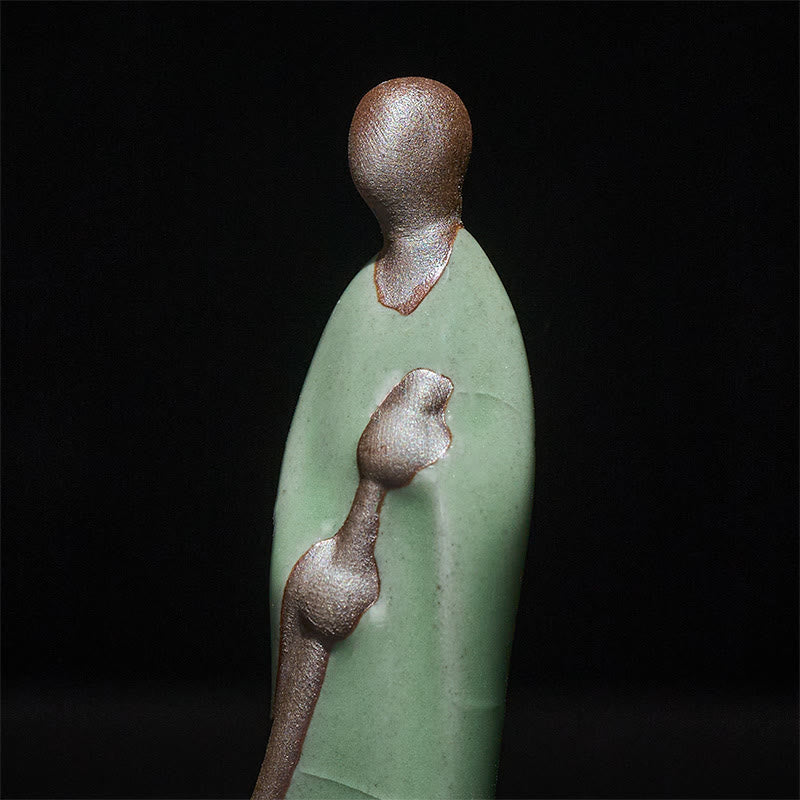 Buddha Stones, kleiner formloser Buddha, geschwungener Mönch, Keramikstatue, Heimdekoration, 3,5 x 1,5 x 7 cm - image 7