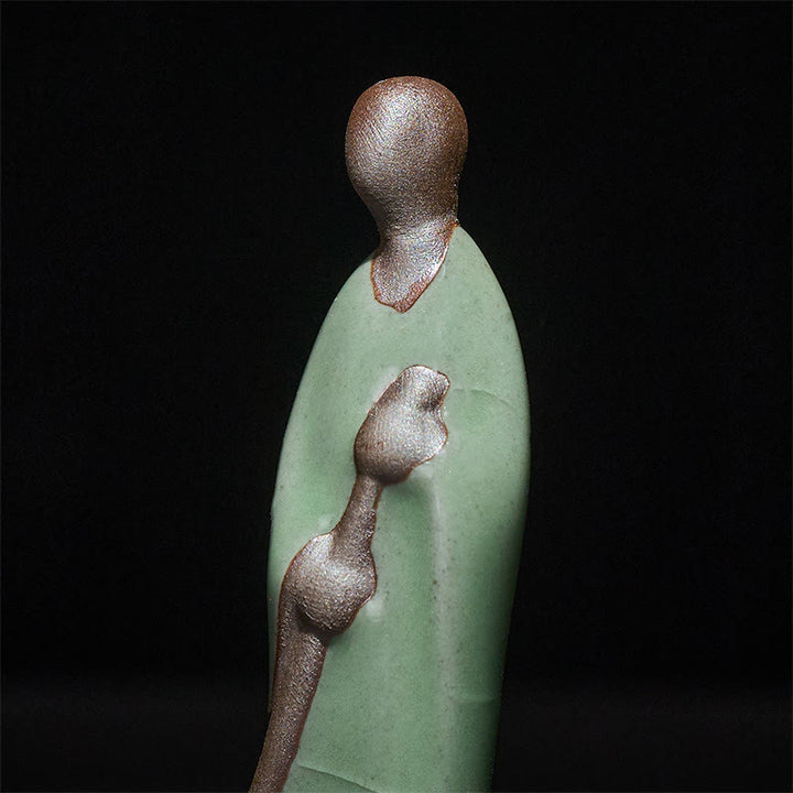Buddha Stones, kleiner formloser Buddha, geschwungener Mönch, Keramikstatue, Heimdekoration, 3,5 x 1,5 x 7 cm - image 7