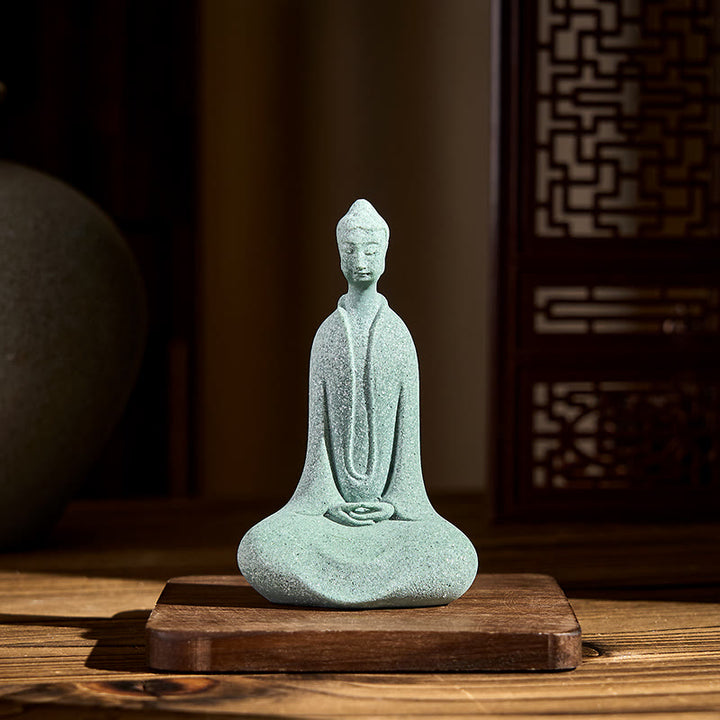 Buddha Stones -Statue aus Sandstein, Meditationsfigur, Schreibtischdekoration, 6 x 4,5 x 9,5 cm - image 1