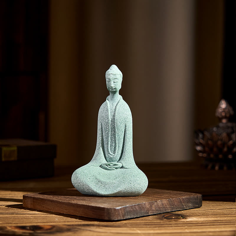 Buddha Stones -Statue aus Sandstein, Meditationsfigur, Schreibtischdekoration, 6 x 4,5 x 9,5 cm - image 2