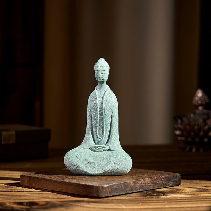 Buddha Stones -Statue aus Sandstein, Meditationsfigur, Schreibtischdekoration, 6 x 4,5 x 9,5 cm - image 2