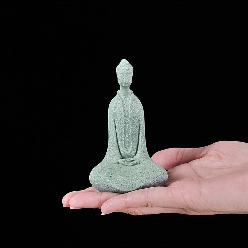 Buddha Stones -Statue aus Sandstein, Meditationsfigur, Schreibtischdekoration, 6 x 4,5 x 9,5 cm - image 5