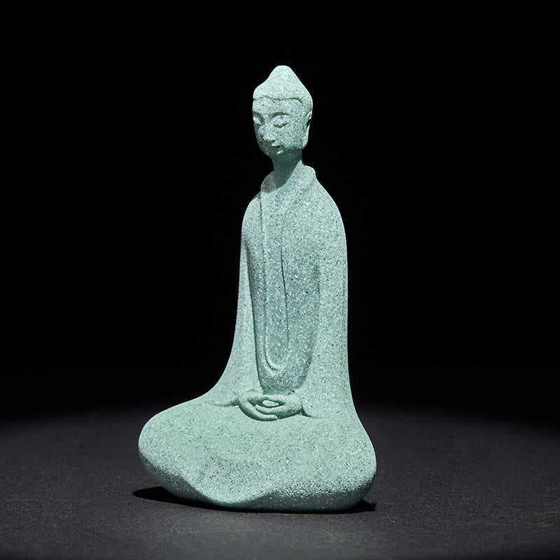 Buddha Stones -Statue aus Sandstein, Meditationsfigur, Schreibtischdekoration, 6 x 4,5 x 9,5 cm - image 3